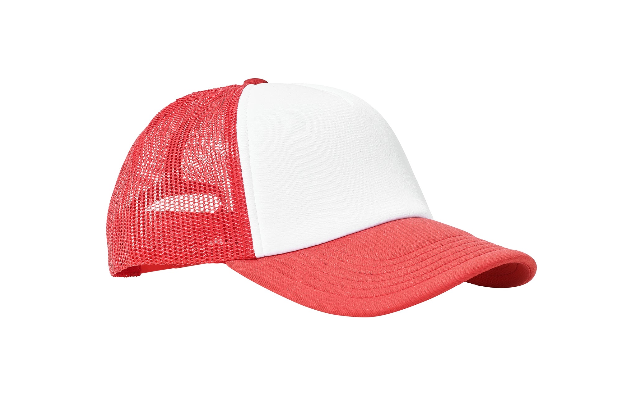 Wholesale Plain White and Red Foam Mesh Snap Back Cap