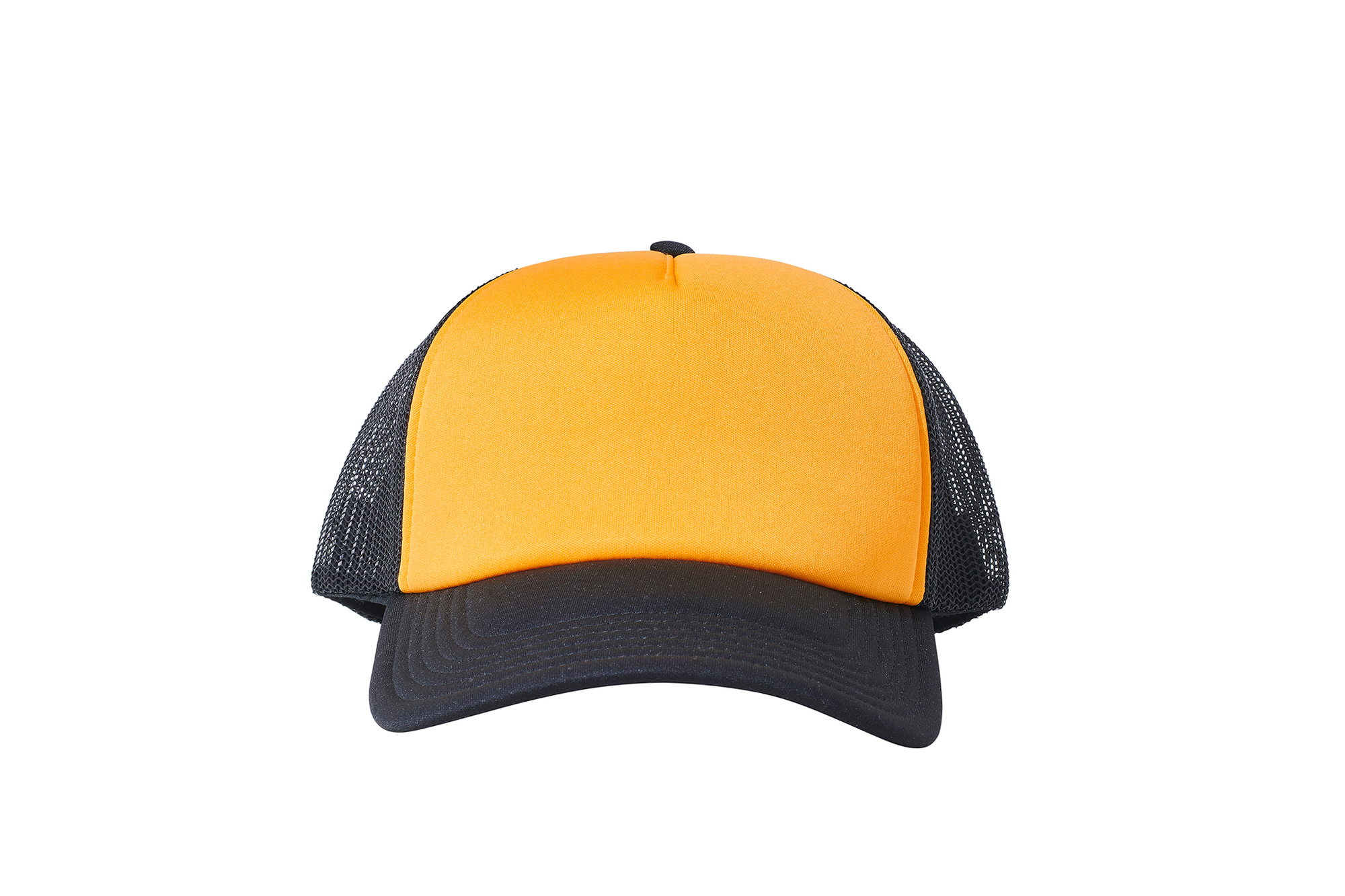 Wholesale Plain Yellow and Black Foam Mesh Snap Back Cap