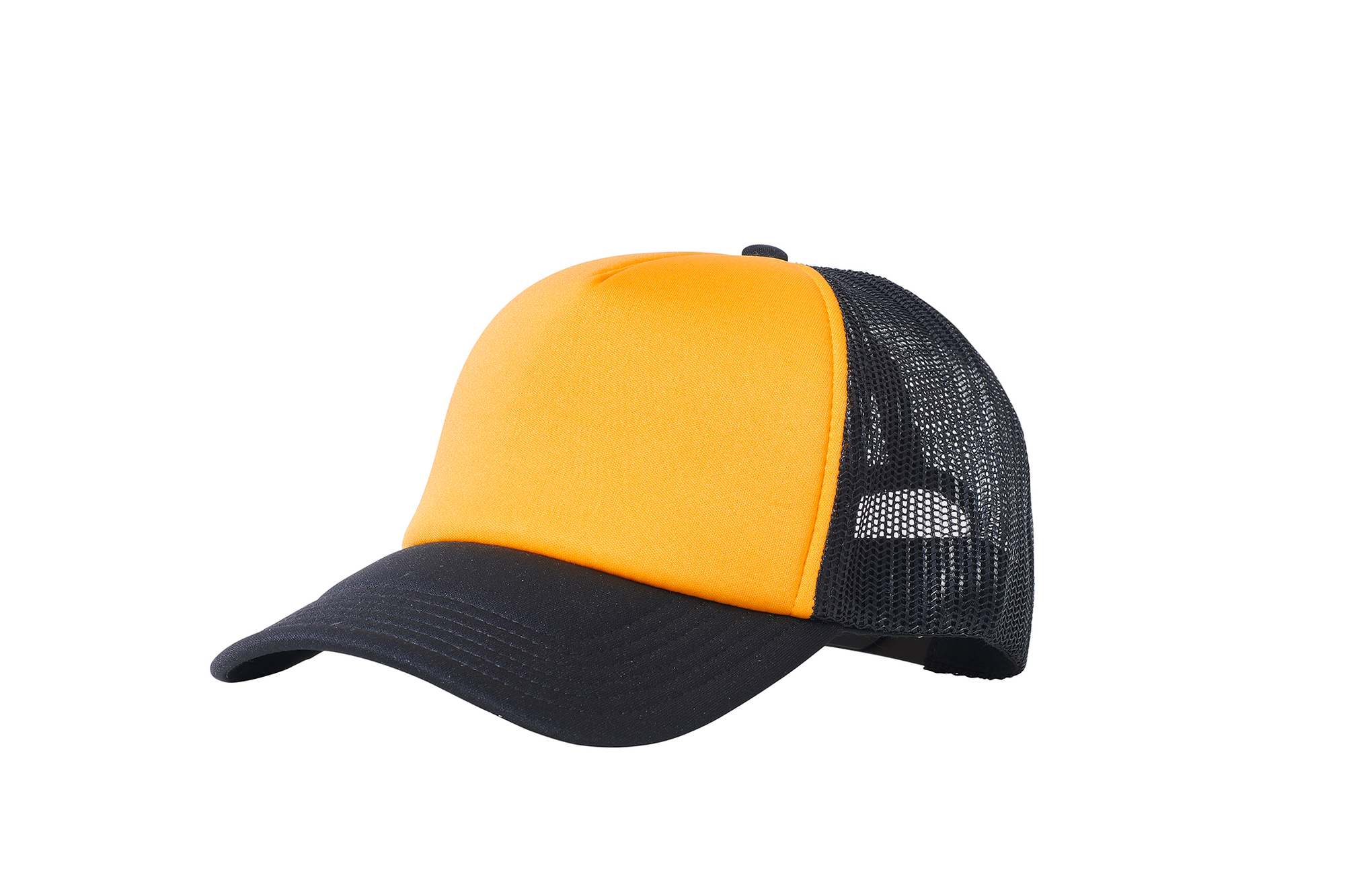 Wholesale Plain Yellow and Black Foam Mesh Snap Back Cap