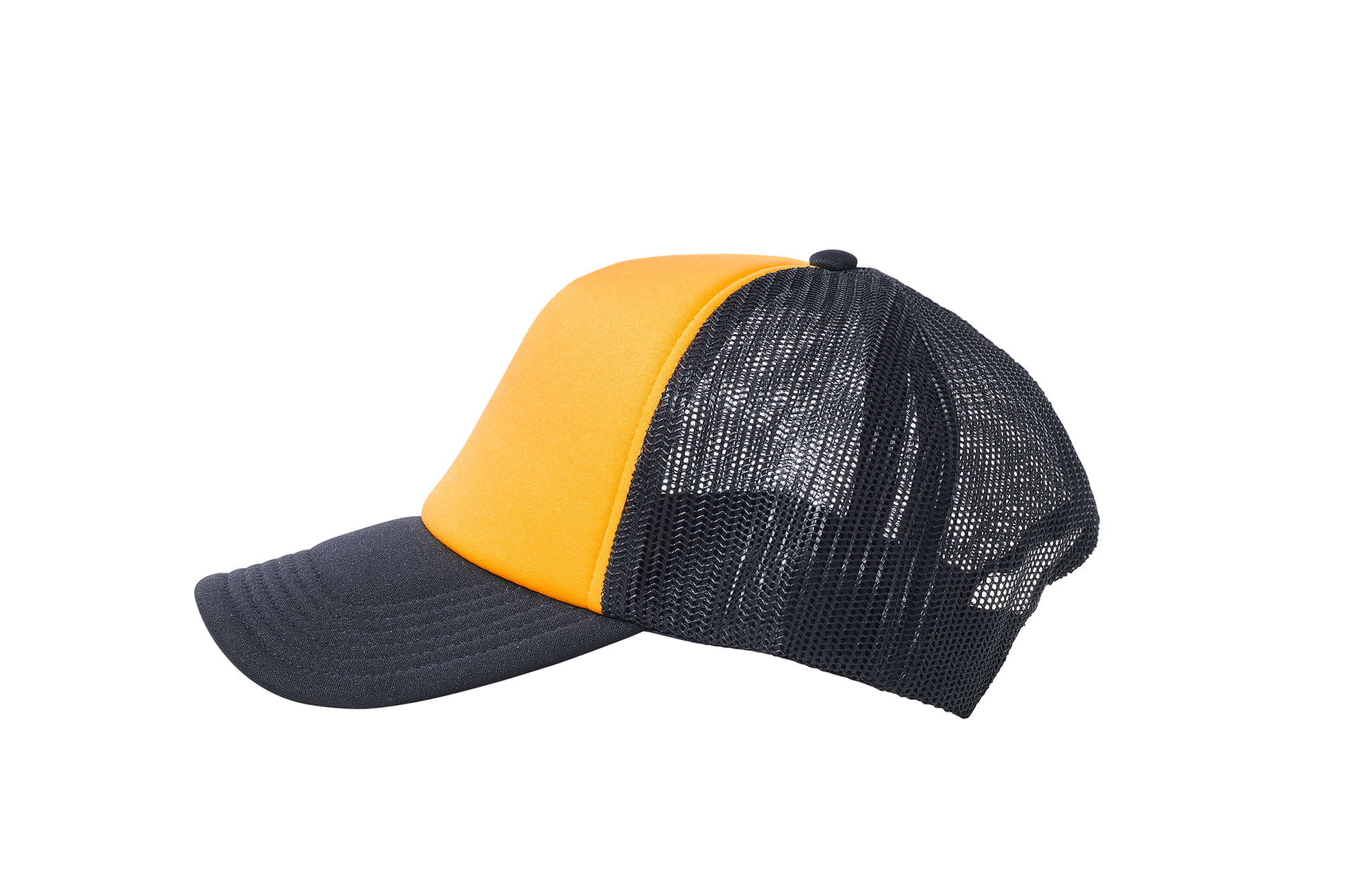 Wholesale Plain Yellow and Black Foam Mesh Snap Back Cap