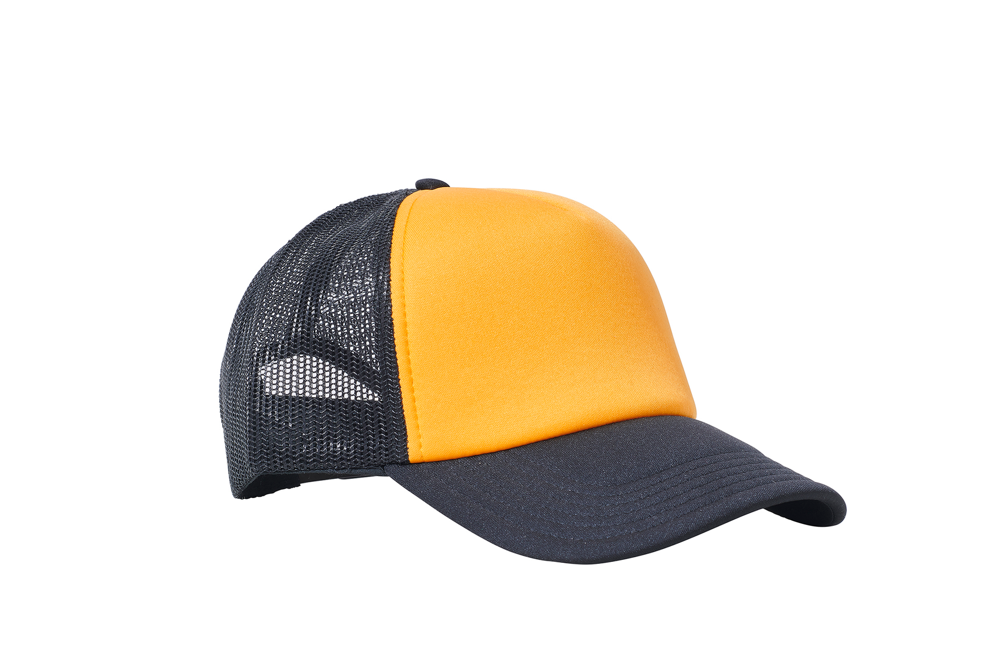 Wholesale Plain Yellow and Black Foam Mesh Snap Back Cap